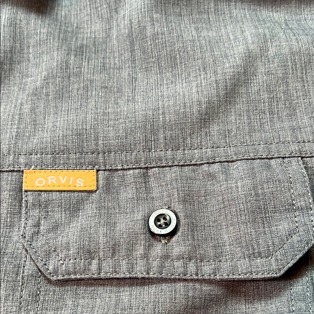 Orvis Short Sleeve Button Up Shirt Fishing Utility Pockets Gray XL - Picture 3 of 9